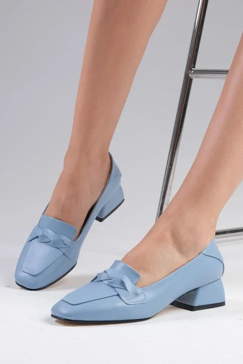 Blue Color Low Heeled Shoes
